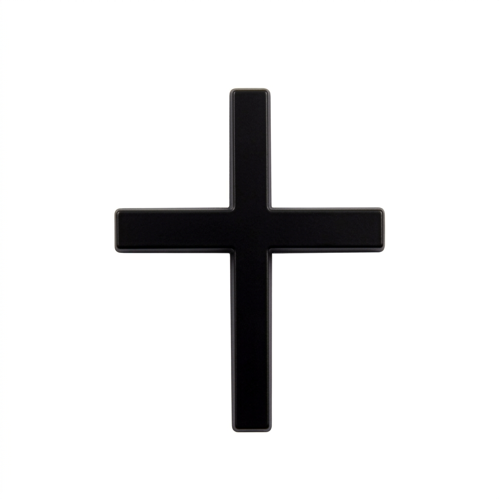Sticker Badge 3D Croix Chrétienne Noire – Emblème Croix Relief Autocollant Religieux Voiture Moto – Badge Foi Chrétien