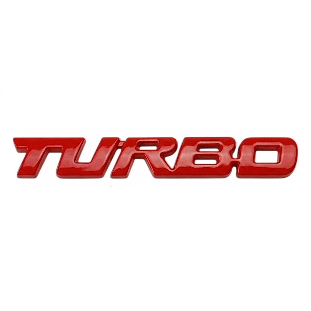 Sticker Badge 3D TURBO Rouge Brillant – Emblème Lettres Relief Autocollant Turbo Voiture Moto – Badge Tuning Racing